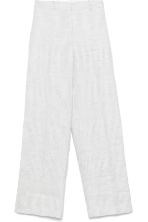 THEORY Femme, Pantalons, Gris, Taille: 40 FR Pantalon en mélange de lin gris pied-de-poule