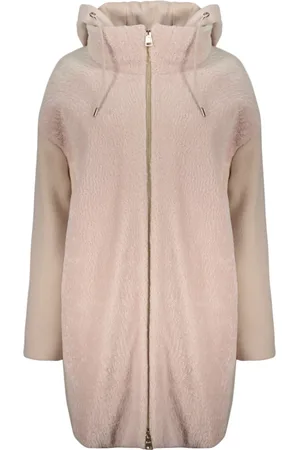 HERNO Femme, Manteaux, Rose, Taille: 38 FR Manteau en laine mélangée et peau de mouton retournée à capuche