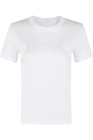 Helmut Lang Femme, Tops, Blanc, Taille: 42 FR Slim Logo Tee