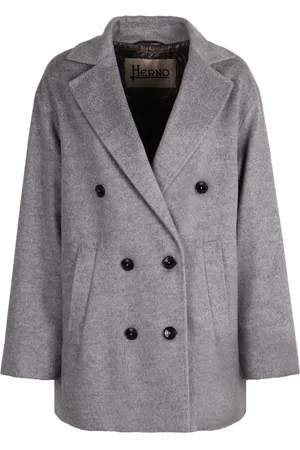 HERNO Femme, Vestes, Gris, Taille: 38 FR Manteau croisé en laine, col tailleur