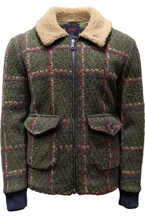 BOB der Bär Homme, Vestes, Vert, Taille: L Blouson bomber à carreaux verts