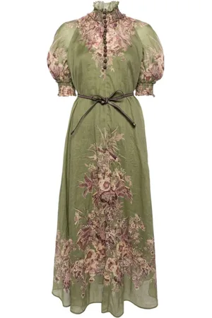 ZIMMERMANN Femme, Robes, Vert, Taille: 38 FR Robe mi-longue à imprimé floral