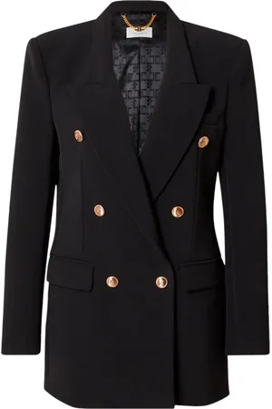 Elisabetta Franchi Femme, Vestes, Noir, Taille: 42 FR Blazer Croisé en Crêpe Stretch