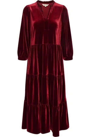 Part Two Femme, Robes, Rouge, Taille: 38 FR Robe Midi à Volants