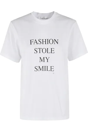Victoria Beckham Femme, Tops, Blanc, Taille: 38 FR T-shirt Slogan élégant