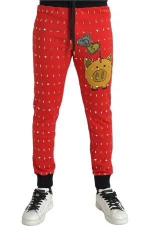 Dolce & Gabbana Homme, Pantalons, Rouge, Taille: M Jogging Pig Year