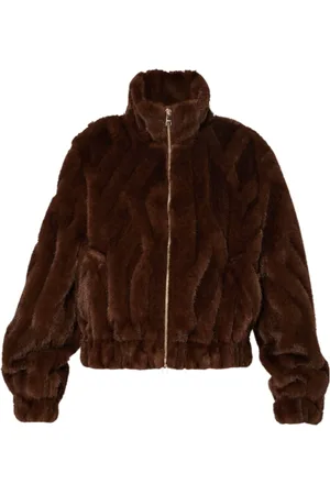 Liu Jo Femme, Vestes, Brun, Taille: 38 FR Blouson Bomber en Écofourrure Marron