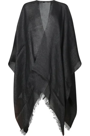 Fabiana Filippi Femme, Vestes, Noir, Taille: ONE Size Élégante cape noire à franges