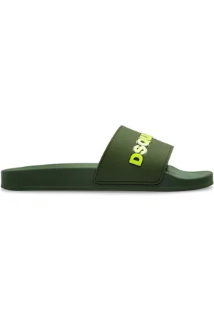 Dsquared2 Homme, Chaussures, Vert, Taille: 44 EU Slides avec Logo