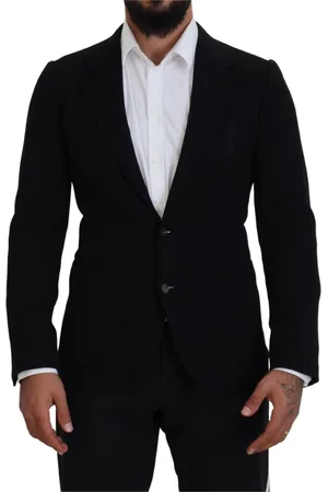 Dolce & Gabbana Homme, Vestes, Noir, Taille: S Blazer noir en laine avec broderie Crown Bee