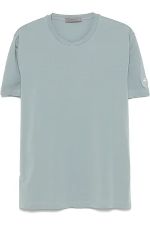 corneliani Homme, Tops, Bleu, Taille: M T-shirt en coton stretch avec logo