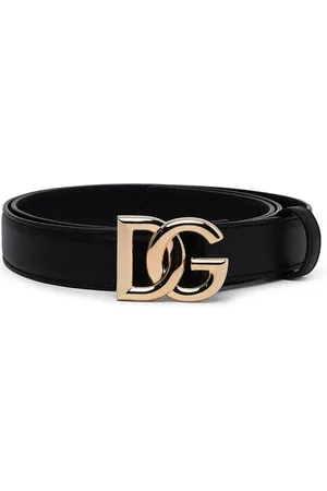 Dolce & Gabbana Femme, Accessoires, Noir, Taille: 80 CM Ceinture en cuir avec boucle monogramme DG