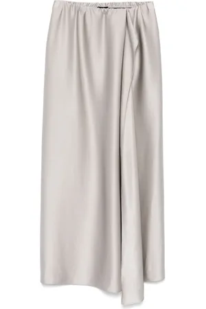 Giorgio Armani Femme, Jupes, Gris, Taille: 38 FR Jupe Grise avec Taille Élastique et Détails à Volants