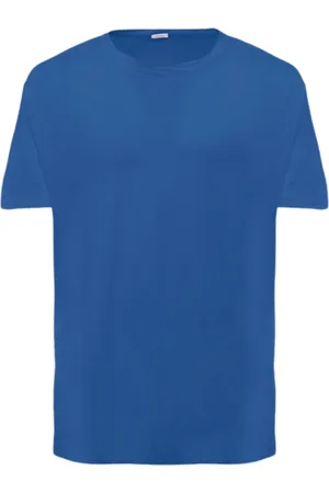 Malo Homme, Tops, Bleu, Taille: 2XL T-shirt en lin bleu avec finition en relief