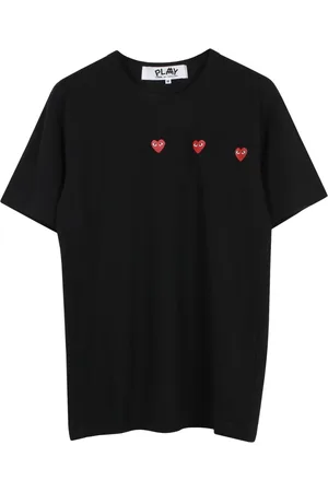 Comme des Garçons Homme, Tops, Noir, Taille: S T-shirt noir imprimé cœur