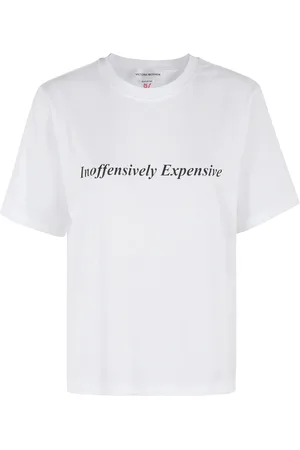 Victoria Beckham Femme, Tops, Blanc, Taille: 40 FR Tee Élégant avec Slogan Accrocheur