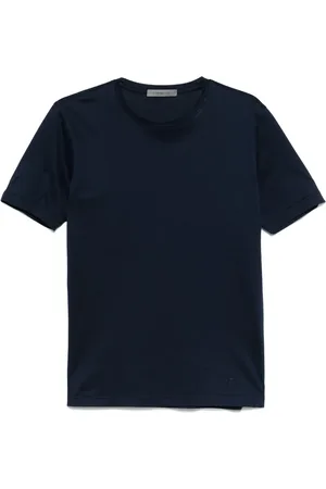 corneliani Homme, Tops, Bleu, Taille: L T-shirt en coton brodé Fabriqué en Italie
