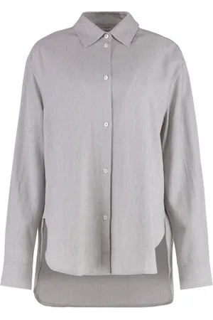 Totême Femme, Blouses et Chemises, Gris, Taille: 44 FR Chemise en viscose et laine vierge à ourlet arrondi