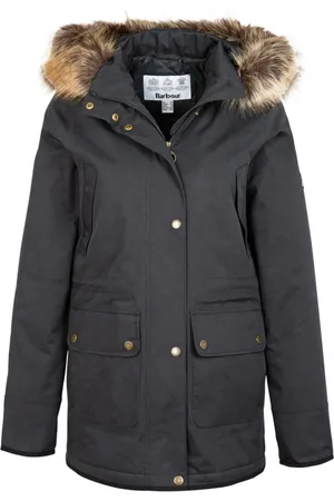 Barbour Femme, Vestes, Noir, Taille: 36 FR Blouson à Capuche Belmount