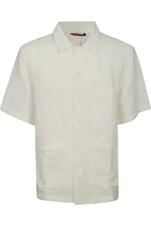 BARENA Homme, Chemises, Blanc, Taille: M Chemise en Lin Blanc avec Fermeture à Bouton
