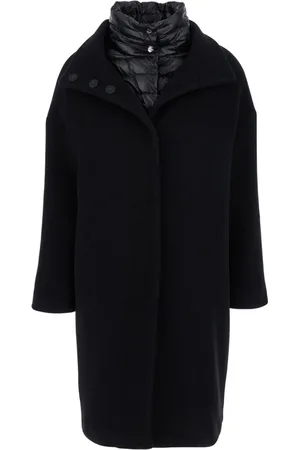 HERNO Femme, Manteaux, Noir, Taille: 38 FR Manteau matelassé noir à col montant et fermeture à boutons-pression
