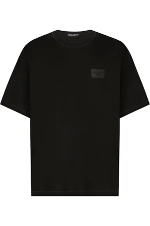 Dolce & Gabbana Homme, Tops, Noir, Taille: M T-shirt en Coton de Marque en Coupe Oversize
