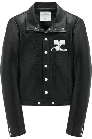 Courrèges Homme, Vestes, Noir, Taille: L Blouson en Faux Cuir avec Patch Logo