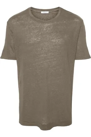 Malo Homme, Tops, Gris, Taille: 2XL T-shirt Gris Tourterelle en Lin Relief