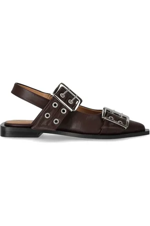 Ganni Femme, Chaussures, Brun, Taille: 41 EU Ballerines à Boucles
