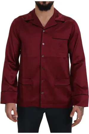 Dolce & Gabbana Homme, Chemises, Rouge, Taille: M Chemise de Nuit en Soie Rouge Luxueuse Pyjama