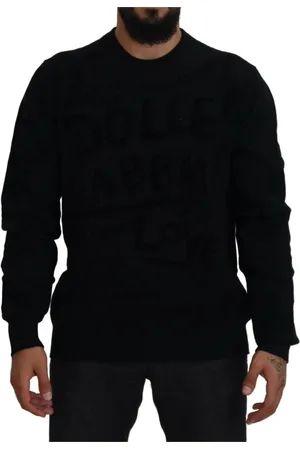 Dolce & Gabbana Homme, Sweatshirts et sweats à capuche, Noir, Taille: S Pull Col Rond Noir avec Logo