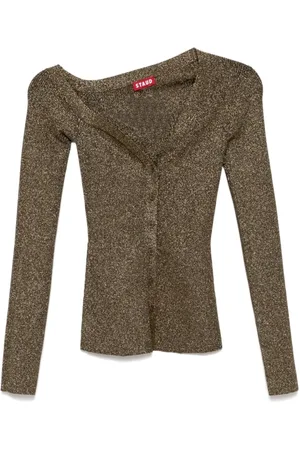 Staud Femme, Pulls, Brun, Taille: 36 FR Artisan Off Shoulder Cardigan