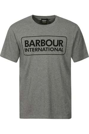 Barbour Homme, Tops, Gris, Taille: S T-shirt Logo Gris Manches Courtes Coton