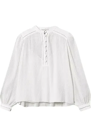 Twin-Set Femme, Blouses et Chemises, Blanc, Taille: 36 FR Blouse Georgette Plissée avec Broderie