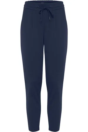 Ichi Femme, Pantalons, Bleu, Taille: 38 FR Pantalon Slim-leg Total Eclipse