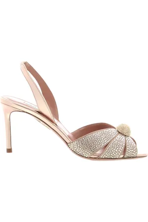 Aquazzura Femme, Chaussures, Gris, Taille: 39 EU Petites Sandales avec Pétale de Milieu de l