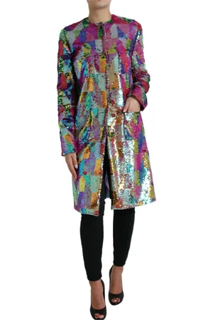 Dolce & Gabbana Femme, Manteaux, Multicolore, Taille: 36 FR Veste Longue Multicolore à Paillettes