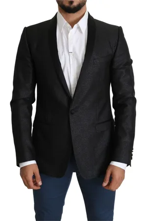 Dolce & Gabbana Homme, Vestes, Noir, Taille: L Élégant blazer jacquard noir coupe slim