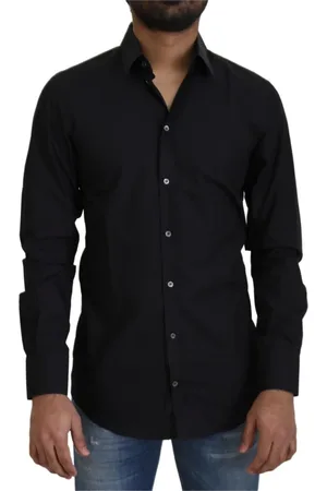 Dolce & Gabbana Homme, Chemises, Noir, Taille: S Chemise Élégante en Coton Noir