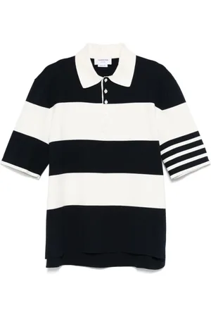Thom Browne Homme, Tops, Multicolore, Taille: S Polo Bleu avec Détails Signature