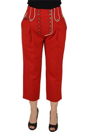 Dolce & Gabbana Femme, Pantalons, Rouge, Taille: 42 FR Pantalon élégant taille haute rouge