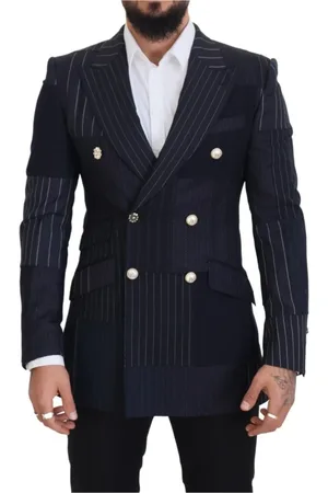 Dolce & Gabbana Homme, Vestes, Bleu, Taille: M Blazer Bleu Marine à Double Boutonnage Ajusté