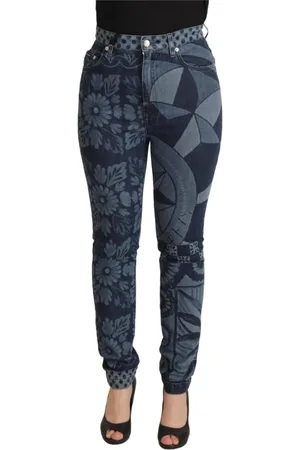 Dolce & Gabbana Femme, Jeans, Bleu, Taille: 40 FR Jean skinny taille haute élégant et floral