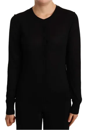 Dolce & Gabbana Femme, Pulls, Noir, Taille: 40 FR Élégant pull en laine avec col rond