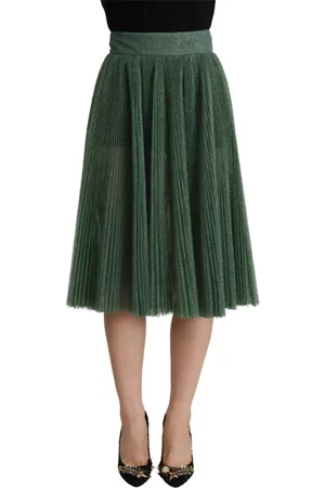Dolce & Gabbana Femme, Jupes, Vert, Taille: 36 FR Jupe Plissée A-Line Métallique Verte
