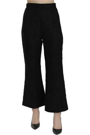 Dolce & Gabbana Femme, Pantalons, Noir, Taille: 36 FR Elegant High Waist Cropped Pants