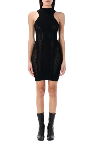 MISBHV Femme, Robes, Noir, Taille: 40 FR Robe Mini à Col Halter avec Logo