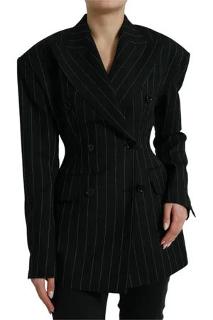 Dolce & Gabbana Femme, Vestes, Noir, Taille: 36 FR Blazer Élégant à Rayures en Laine