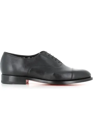 santoni Homme, Chaussures, Noir, Taille: 44 EU Chaussures Oxford en Cuir Noir Artisanat Goodyear