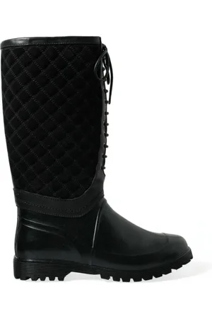 Dolce & Gabbana Homme, Chaussures, Noir, Taille: 44 EU Bottes de pluie matelassées à lacets